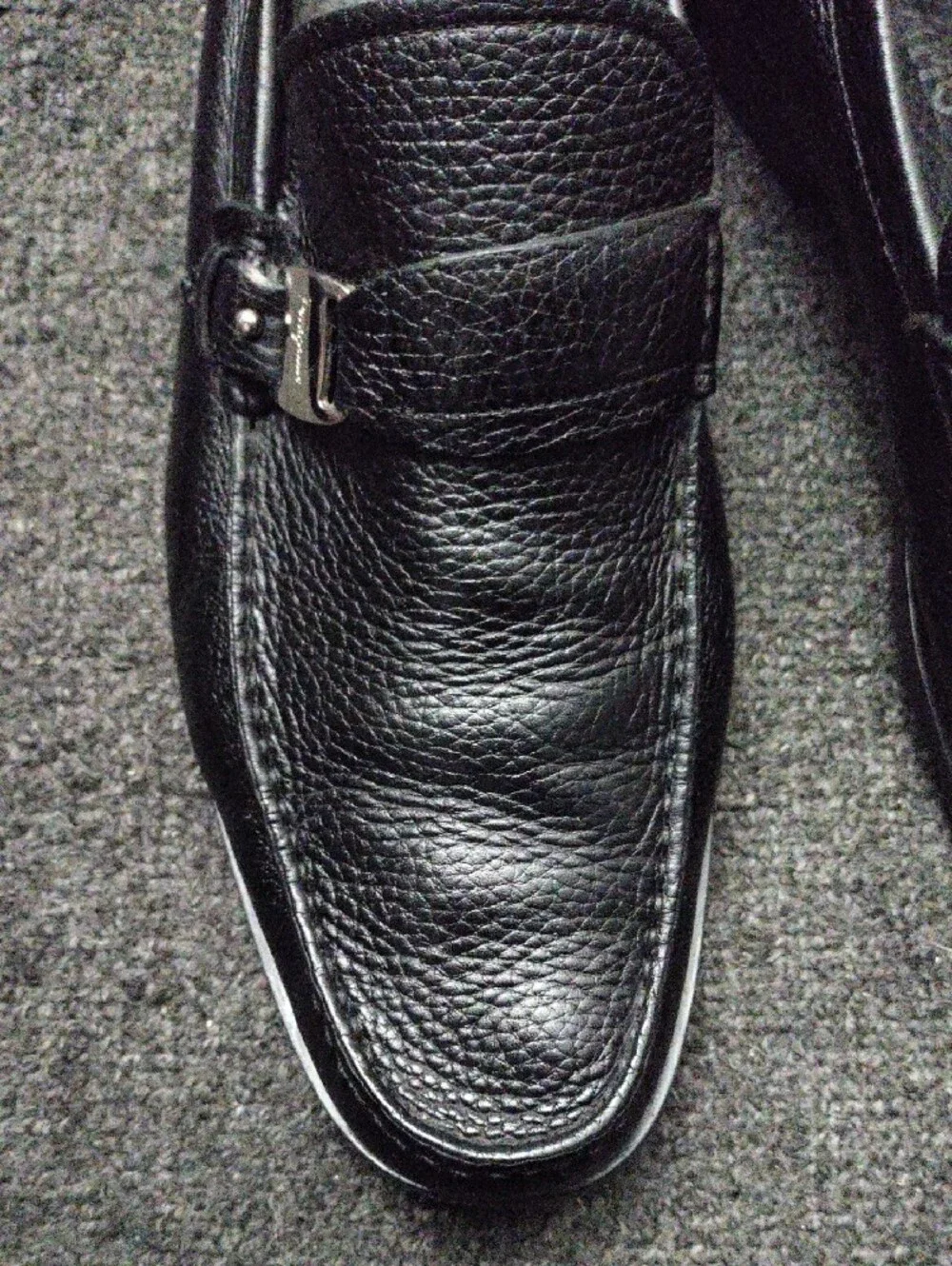 Salvatore Ferragamo Black Pebbled Leather Bit Loafers